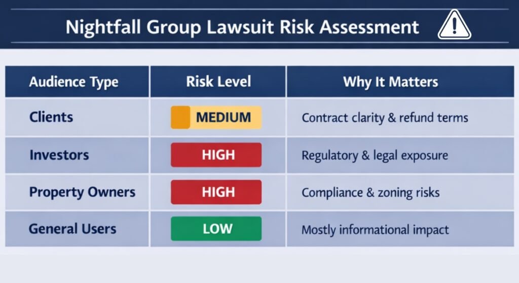 Nightfall Group Lawsuit Risk Assessment